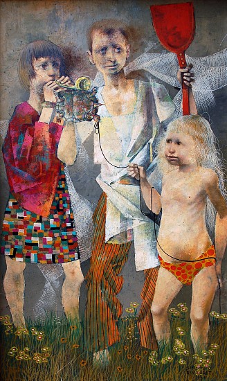 Siegfried Gerhard Reinhardt, Woman with Bugle, Man with Shovel and Little Girl
1951, Oil on Masonite