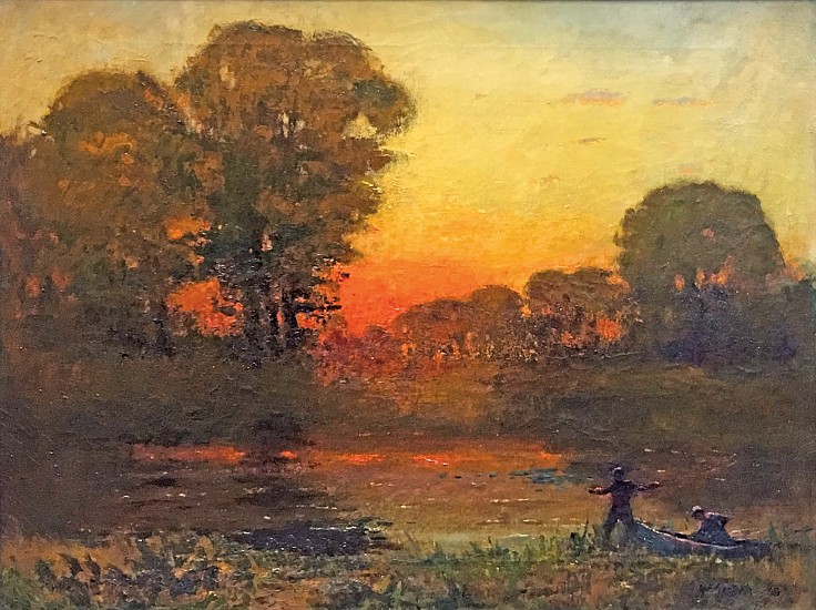 Gustav Goetsch, Two Fisherman at Sunset
Oil Painting on Canvas