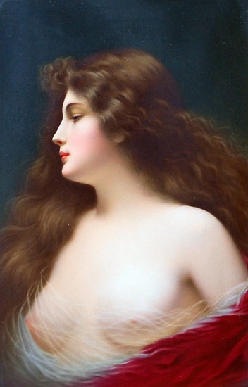 Kpm, Germany, Portrait of a Longhaired Beauty
Hand Painted Porcelain
