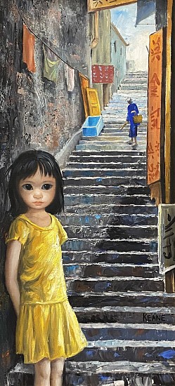 Margaret Keane, Girl on Steps in China Town
Oil on Canvas