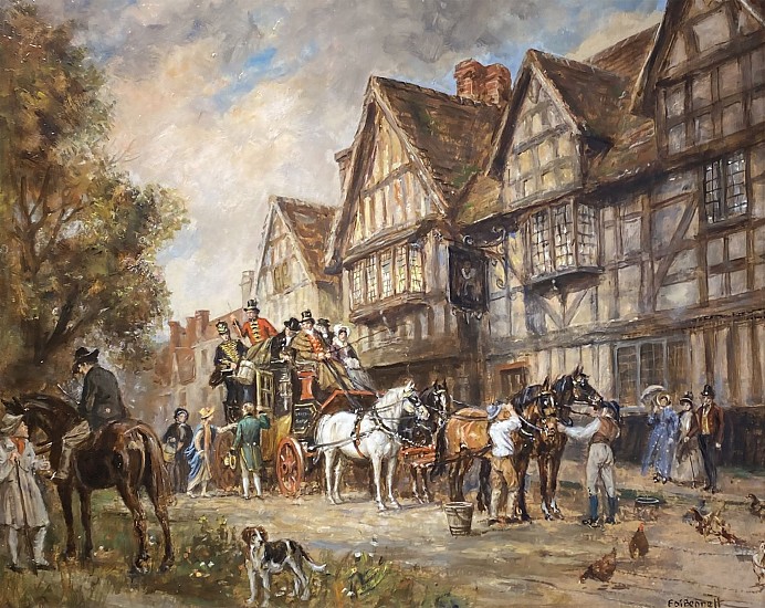 Frank Moss Bennett, The Kings Arms, Ombersley, Worcestershire
Oil on Board