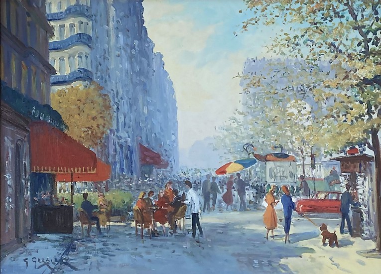 G. Gerber, Café dans la rue et l'Arc de Triomphe, Paris
Oil on Canvas