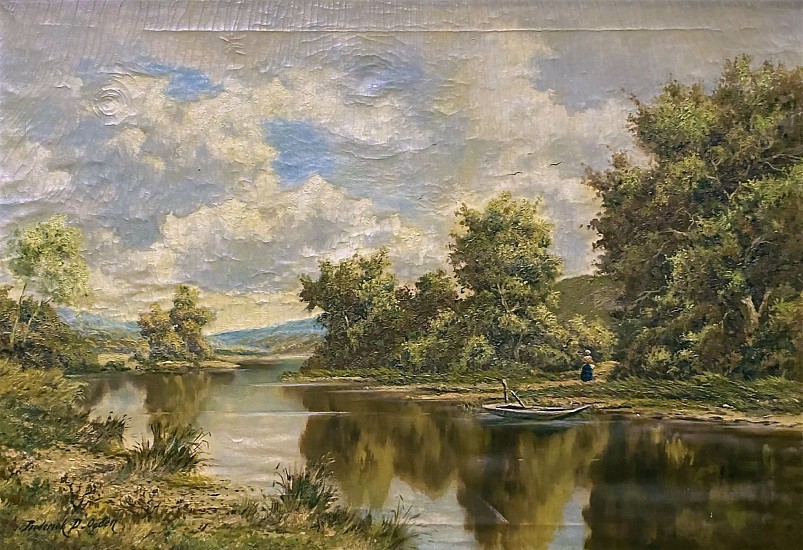 Frank Ogden, Pond with Boat and Woman
Oil on Canvas
