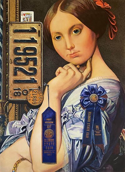 Kent Addison, Comtesse with Blue Ribbon (Trompe-l'œil Still Life with Portrait of Comtesse d'Hassonville by Jean-August-Domique Ingres)
Watercolor