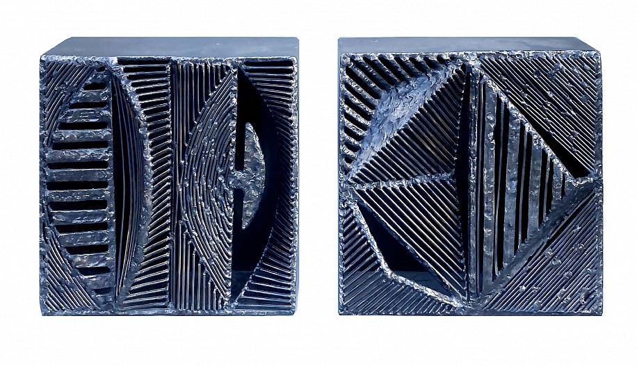 Kent Addison, Set of Six Metal Cubes<br />
(423, 424, 425, 426, 428, 430)<br />
1968, Metal, SIlver Finish