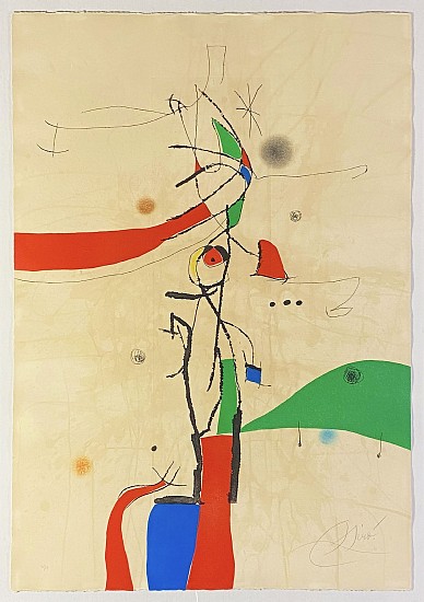 Joan Miro, Demi-Mondaine a sa fenetre (Small Socialite at Her Window)
1975, Etching and Aquatint in Colors on Arches Paper