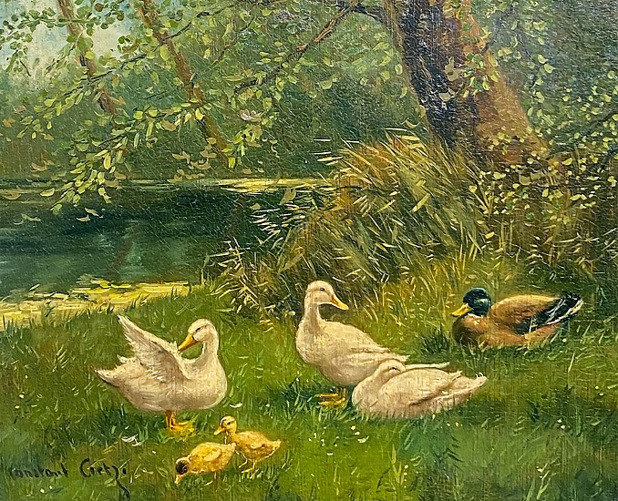 David Adolph Constant Artz, Duck Family
Oil on Wood Panel