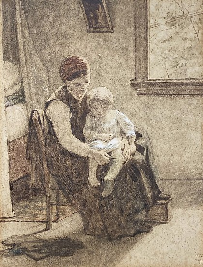 David Adolph Constant Artz, Mother and Child
1868, Sepia Watercolor