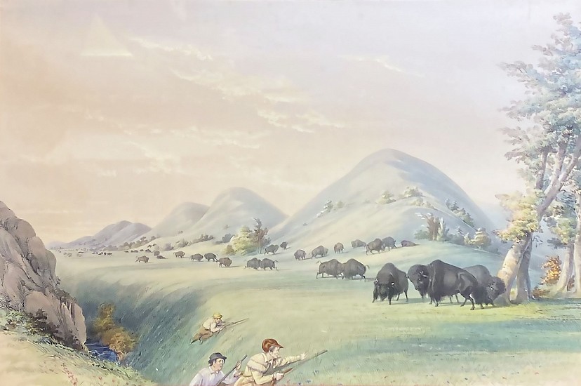 George Catlin, Buffalo Hunt
1840, Hand Colored Stone Lithograph
