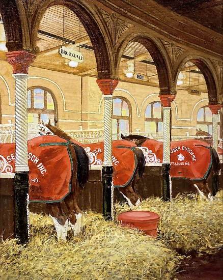 Don Langeneckert, A & B Stable in City of St. Louis
1988, Oil on Canvas Laid To Board