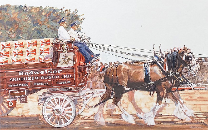 Don Langeneckert, Budweiser Wagon and Wheelers
1979, Acrylic and Gouache on Gessoed Board