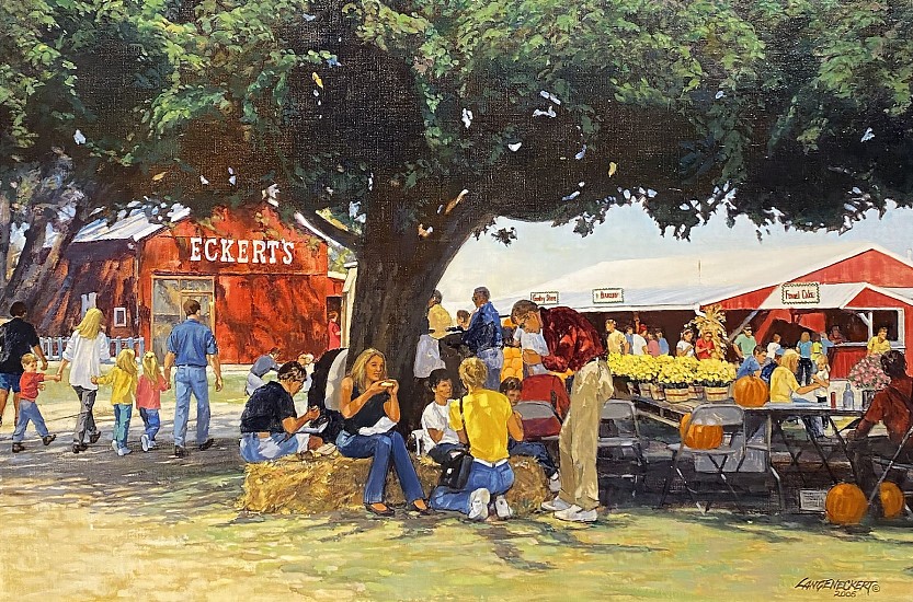 Don Langeneckert, Eckert's Farm, Belleville "Under the Big Tree"<br />
2006, Oil on Canvas Laid To Masonite