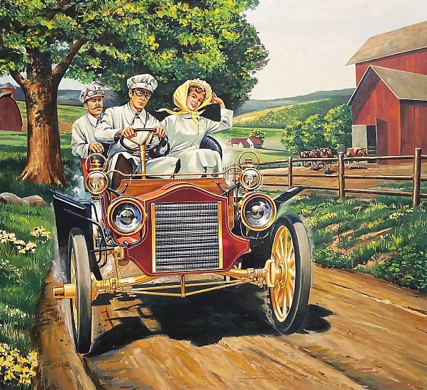 Don Langeneckert, Old Time Car Ride
1953, Gouache on Illustration Board