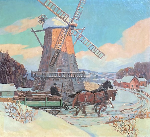 Carl Krafft, Mill in Winter Landscape
Oil on Canvas