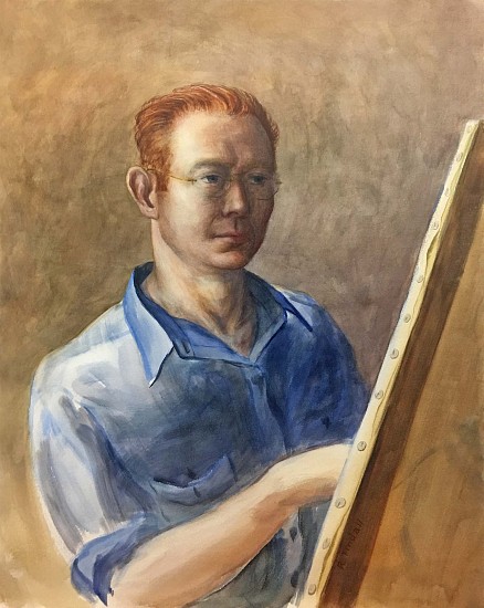 Robert E. Tindall, Self Portrait with Easel
Watercolor & Gouache