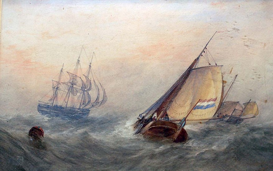 Frederick James Aldridge, Ship and Schooner at Sea
Watercolor