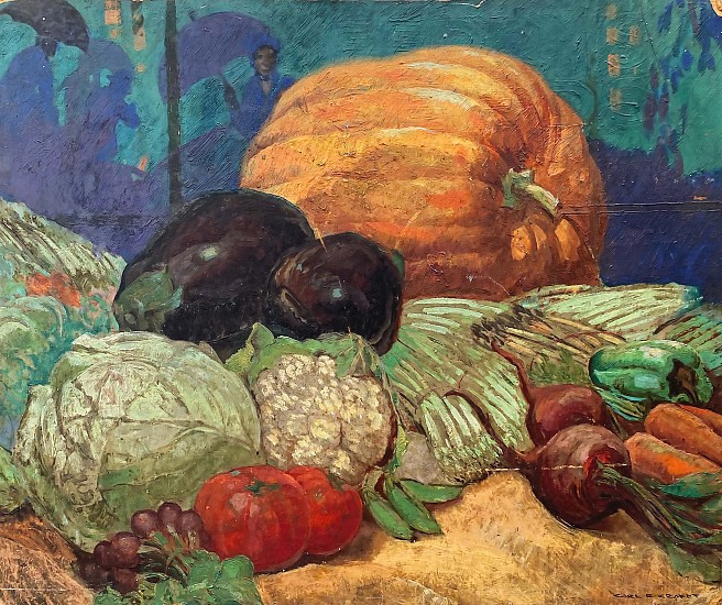 Carl Krafft, Still Life with Pumpkin and Vegetables
Oil on Board