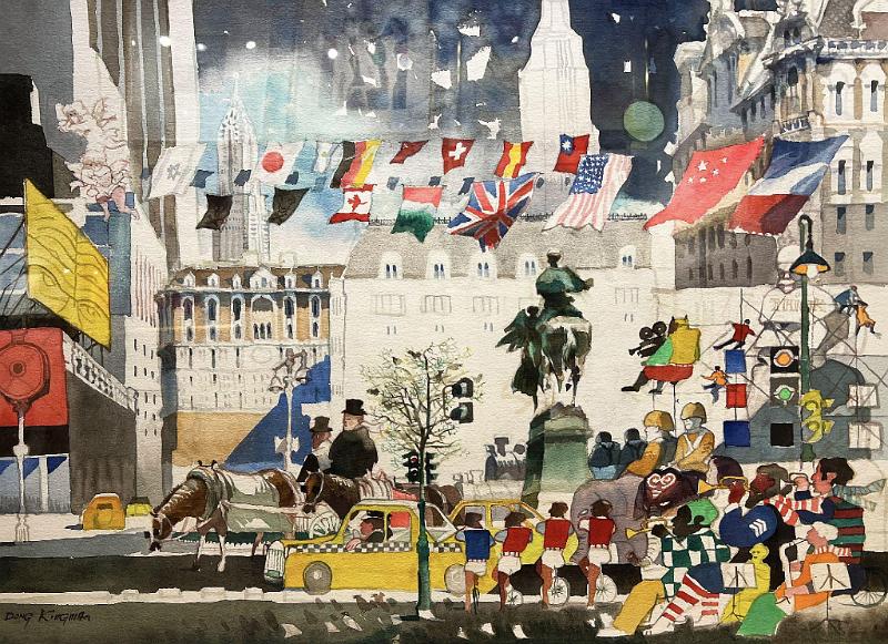 Four Men on Unicycles