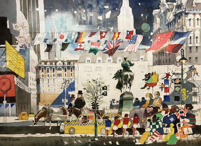 Four Men on Unicycles