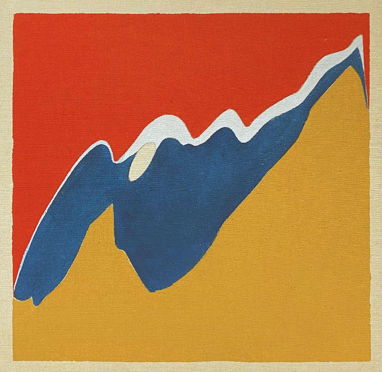 Manscape (Black Shadow Figure, Tan and Red Background)