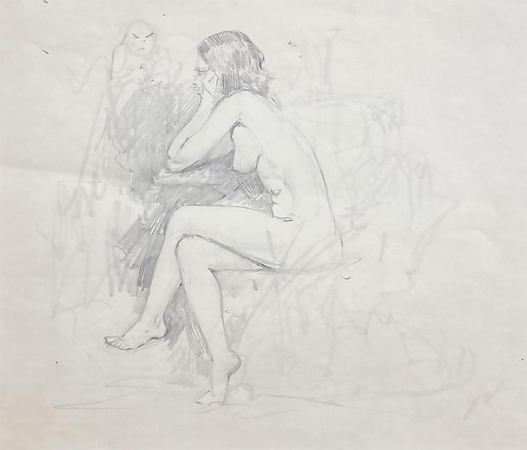 Seated Nude Profile with Head in Hands