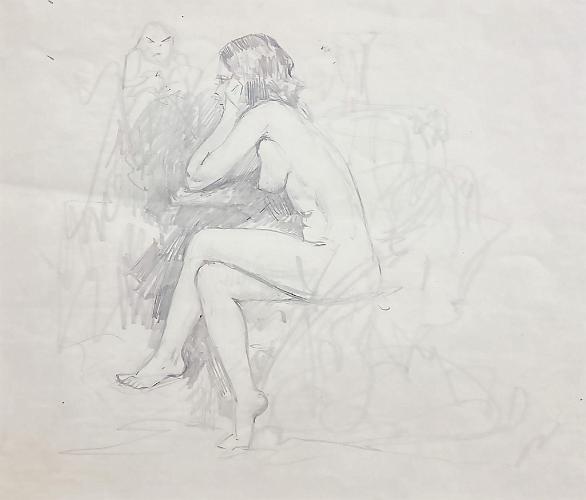 Seated Nude Profile with Head in Hands