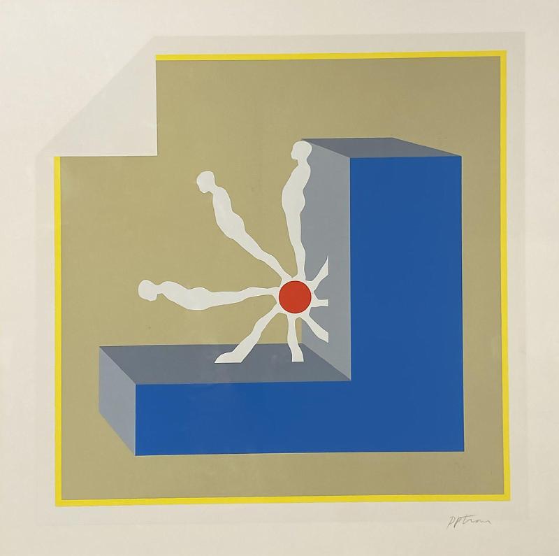 Falling Man Series (Folded Corner, Three Men on Red Spoke)