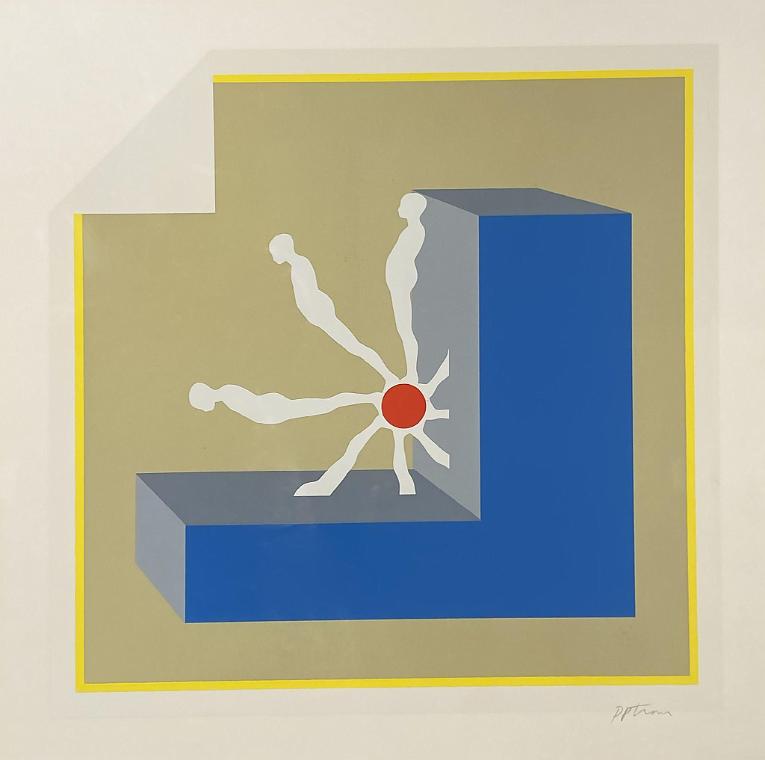 Falling Man Series (Folded Corner, Three Men on Red Spoke)