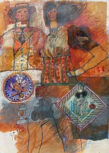 A Stroll Through the Village, Two Figures