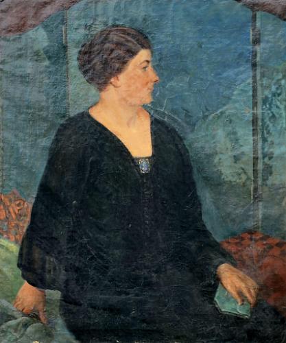 Middle Aged Woman in Black with Red Hair (Three-Quarter Length Portrait)