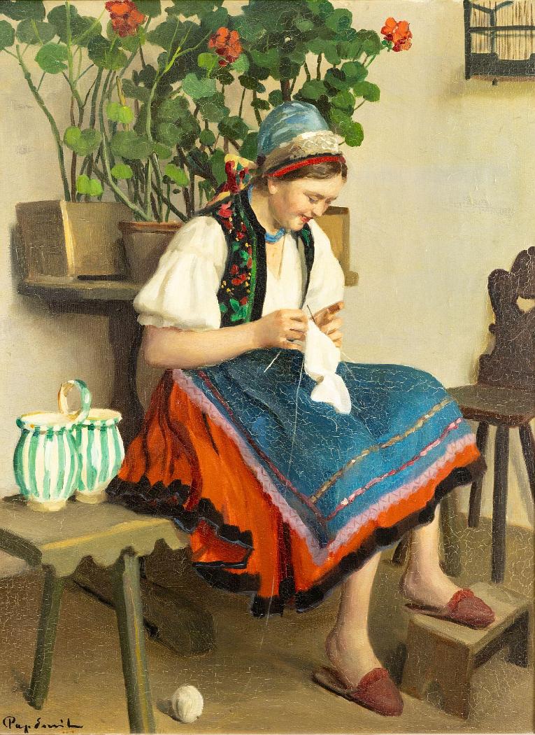 Young Girl Embroidering