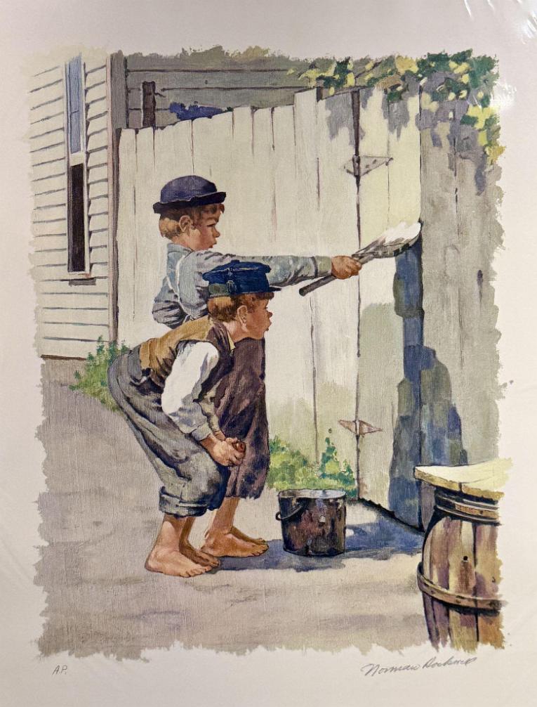 Whitewashing the Fence (from the Tom Sawyer Folio)
