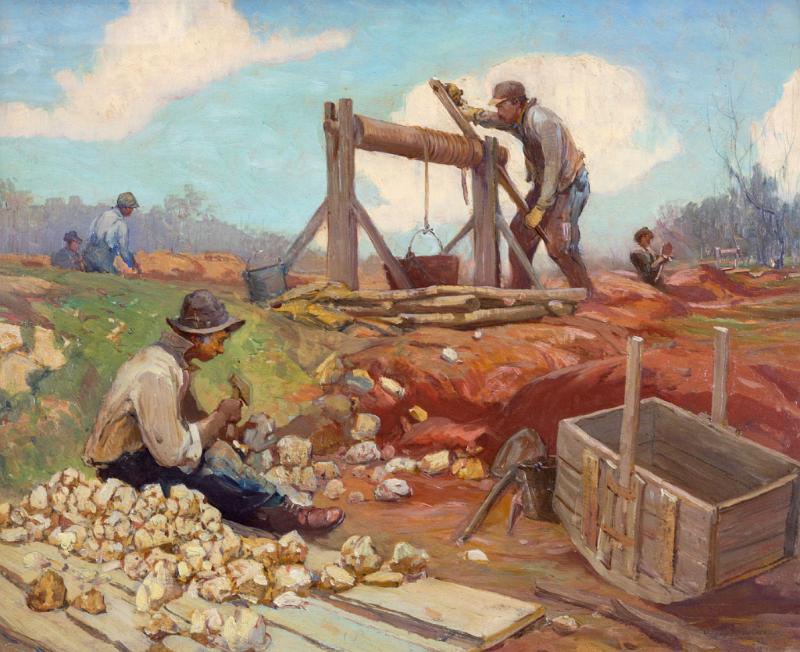 Miners at Work in the Barytes Field (Washington County, Missouri)