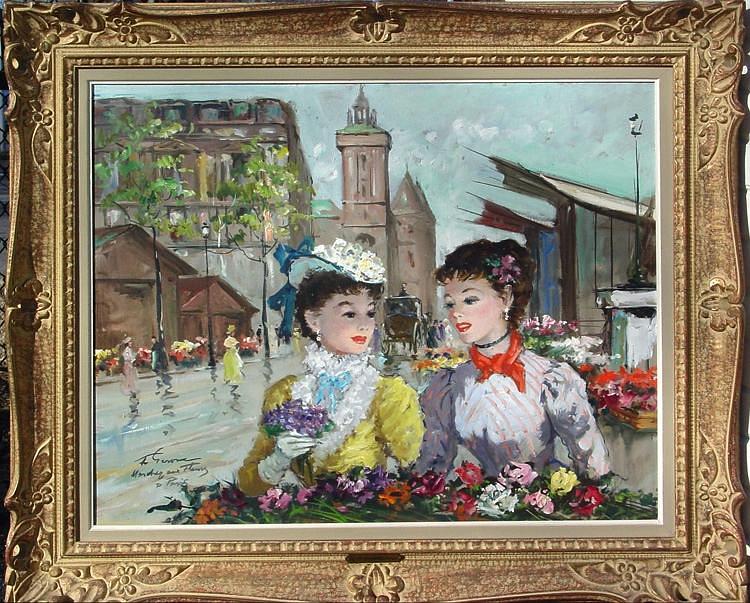 Paris Street Scene w/Two Women