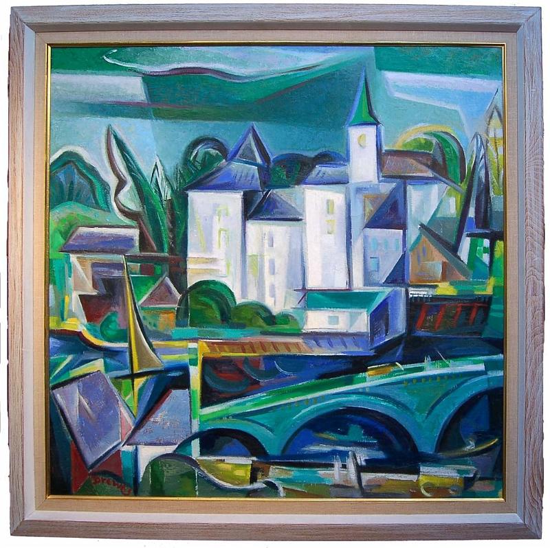 Village Scene with Bridge