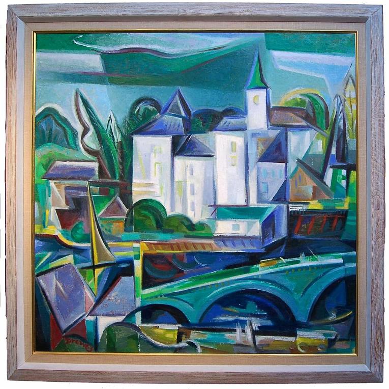 Village Scene with Bridge