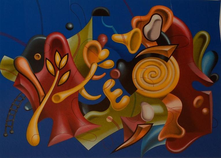 Abstract Composition On Blue Background