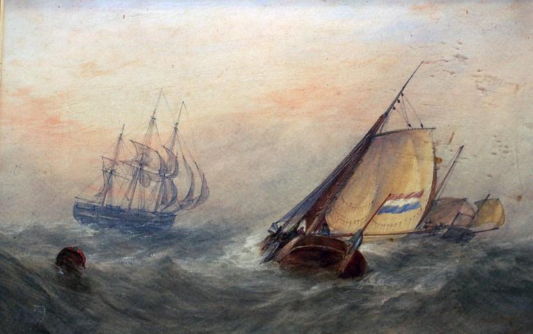 Ships and Schooner at Sea