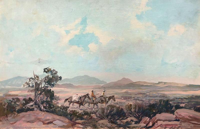 Two Cowboys and Three Horses