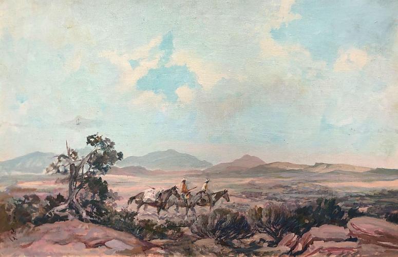 Two Cowboys and Three Horses