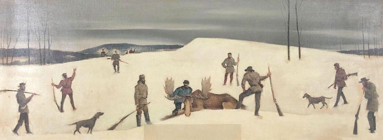 Study for Mural of Moose Hunt in the Snow
