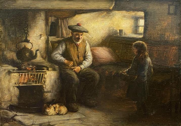 Man and Child with Cat